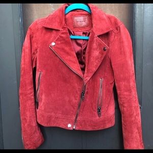 Red Suede leather jacket Nordstrom BlankNYC brand